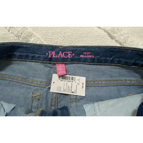The Childrens Place Girls Raw Hem Denim Midi Shorts Size 8 Plus Long Blue - Picture 3 of 3